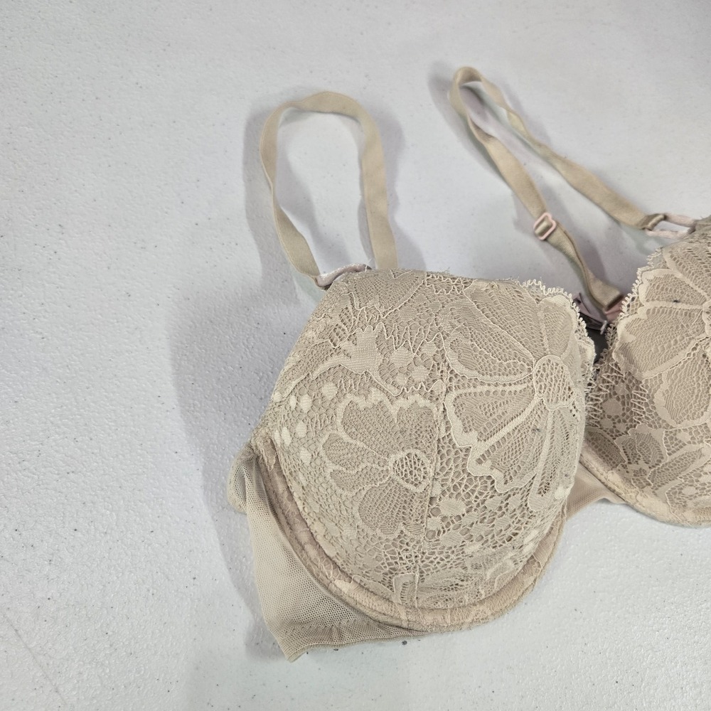 Victoria's Secret Women Bra 34D Beige Lined Demi Floral Underwired Lace‎ - Picture 7 of 11